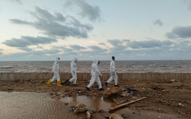 Rescuers search for bodies of flood victims, Derna, Libya, September 15, 2023. (AP Photo/Abdulaziz Almnsori)