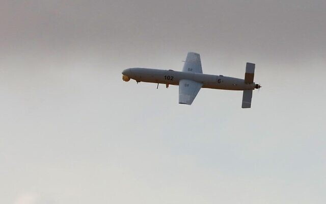 This handout photo published September 18, 2023, shows a SkyStriker loitering munition. (Courtesy of Elbit Systems)