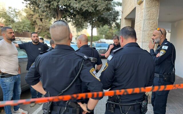 Police at the scene of a stabbing in Jerusalem, Sept. 30, 2023. (Israel Police)