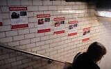 Posters of Israeli hostages in New York City's Union Square subway station, October 16, 2023. (Luke Tress/ JTA)