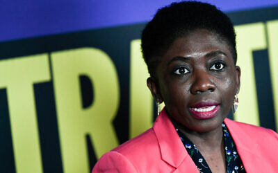 France's LFI MP Daniele Obono speaks during a press conference held by French leftist party La France Insoumise in Paris, on February 22, 2023. (STEPHANE DE SAKUTIN / AFP)