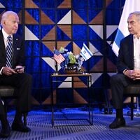 US President Joe Biden (L) meets with Prime Minister Benjamin Netanyahu in Tel Aviv on October 18, 2023. (Brendan SMIALOWSKI / AFP)