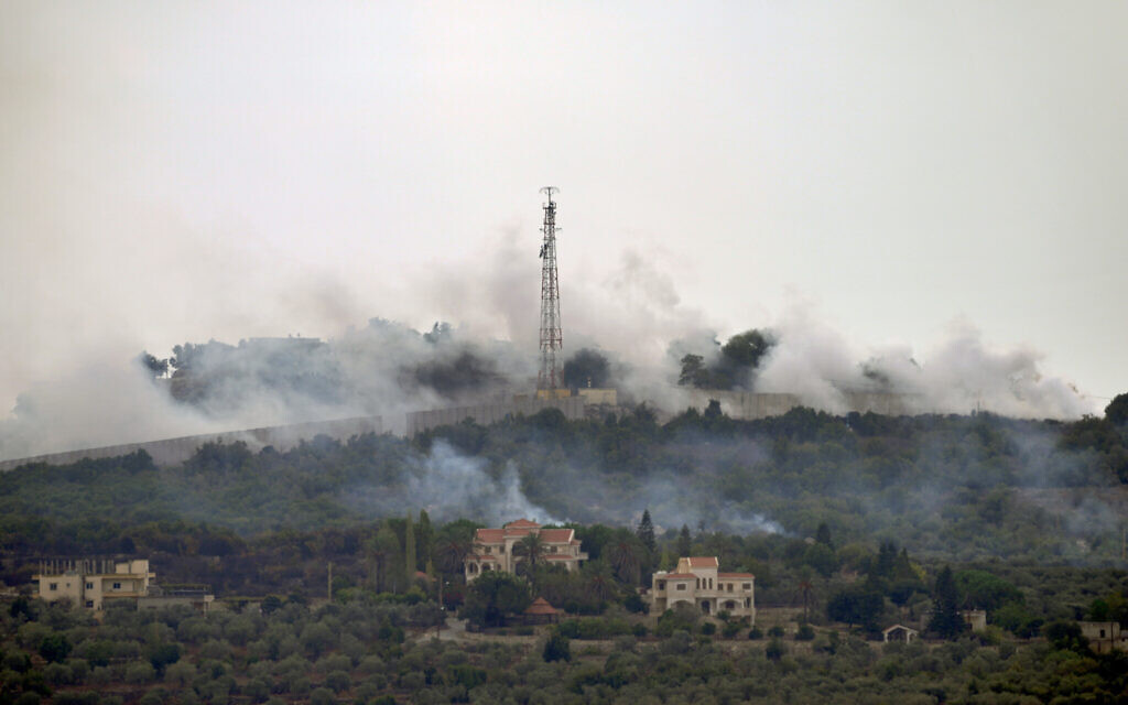 Smoke rises after Israeli shelling in the village of Duhaira near the border of Israel, south Lebanon, Oct. 11, 2023. (AP/Hassan Ammar)