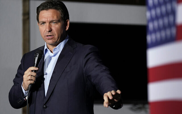 Republican US presidential candidate Florida Governor Ron DeSantis speaks during a meet and greet, October 14, 2023, in Creston, Iowa. (AP Photo/Charlie Neibergall, File)