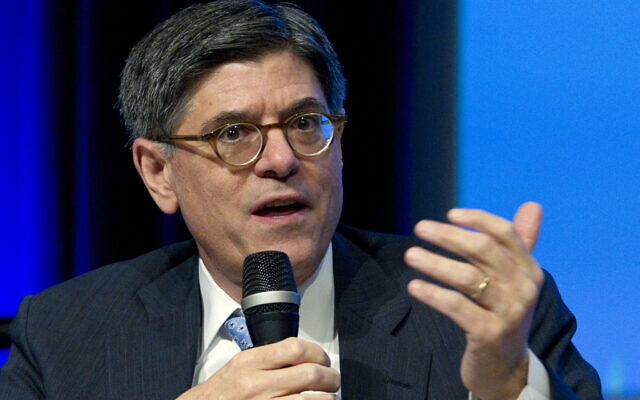 File: Treasury Secretary Jacob Lew, the Biden administration's pick for US ambassador to Israel, speaks during the discussion panel at the World Bank/IMF annual meeting at IMF headquarters in Washington, October 7, 2016. (AP Photo/Jose Luis Magana)