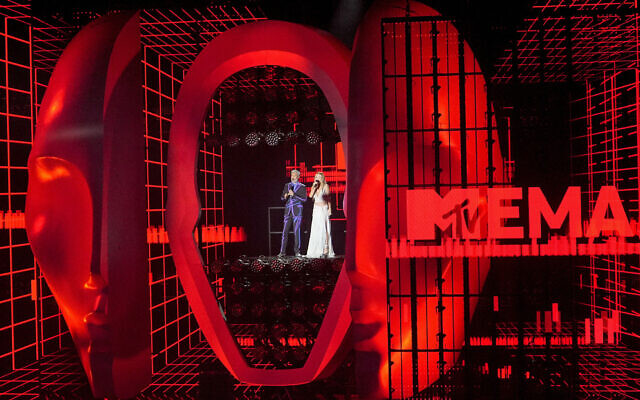 FILE - Taika Waititi, left, and Rita Ora host the European MTV Awards 2022 in Dusseldorf, Germany, on November 13, 2022. (AP Photo/Martin Meissner, File)