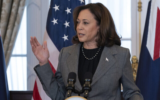Vice President Kamala Harris during a state luncheon at the State Department in Washington, Thursday, Oct. 26, 2023. (AP/Jose Luis Magana)