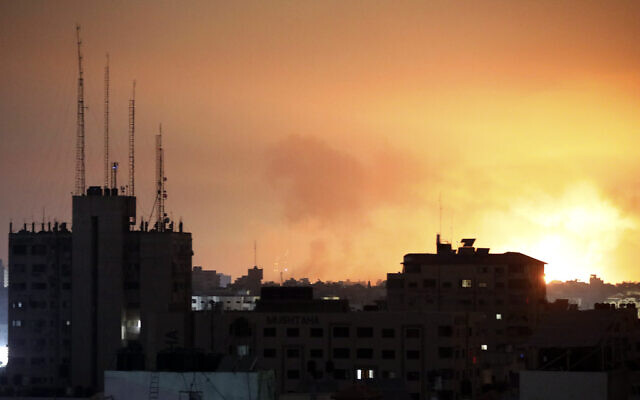 Explosions caused by Israeli airstrikes in the northern Gaza Strip, Oct.ober 27, 2023. (AP/Abed Khaled)