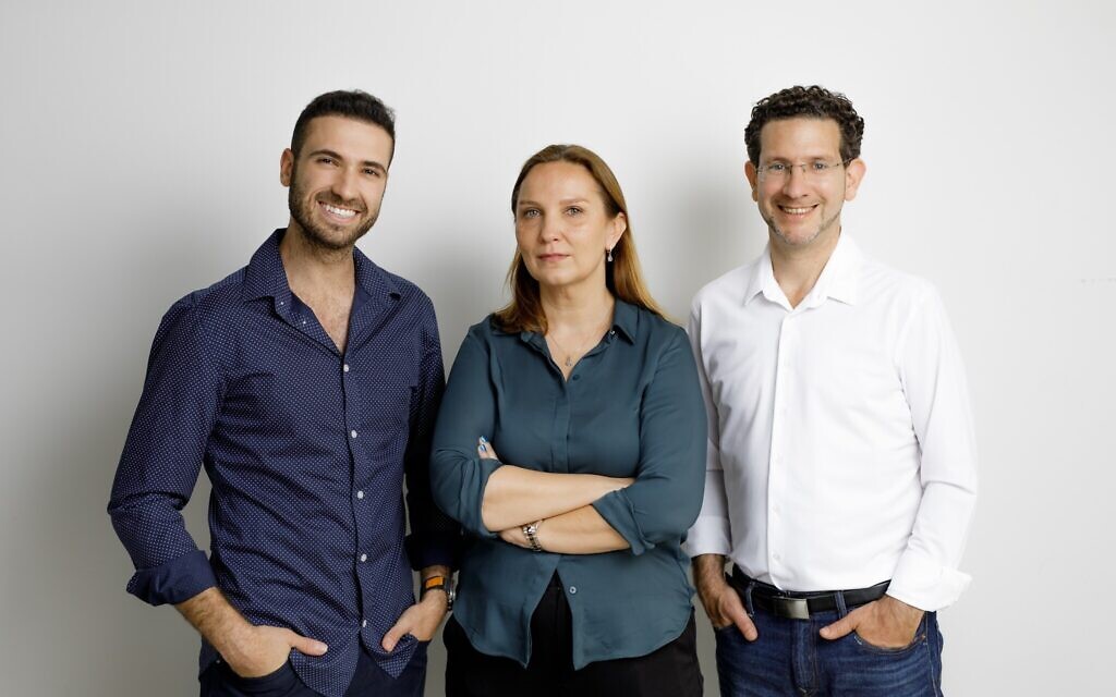 Founders of Israeli AI cybersecurity startup Clarity from left to right: CEO Michael Matias; Natalie Fridman, chief technology officer; and Gil Avriel, chief strategy officer. (Courtesy)