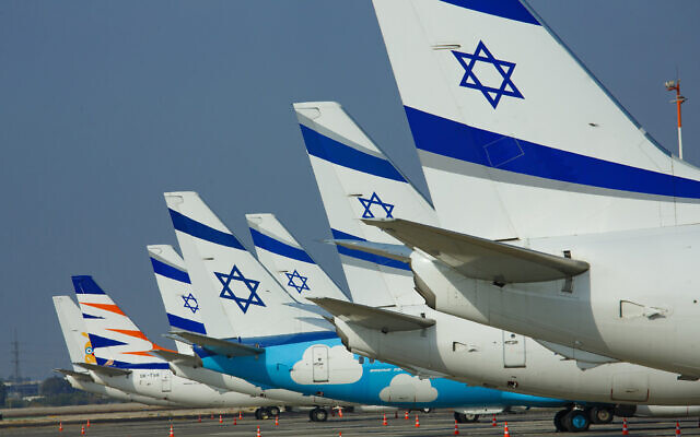 FILE: El Al airplanes on the tarmac at Israel's Ben Gurion International Airport, October 4, 2022. (Moshe Shai/Flash 90)