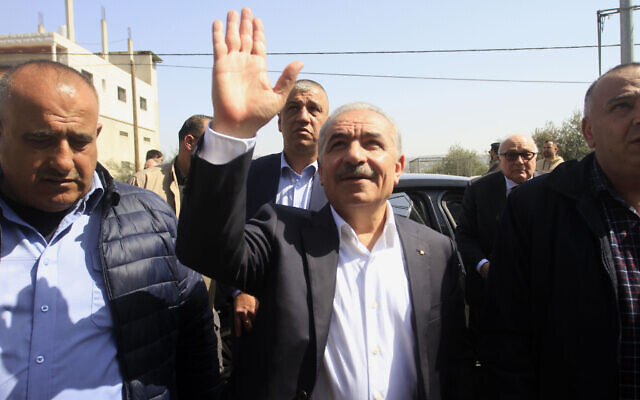File: PA Prime Minister Mohammad Shtayyeh visits in the West Bank town of Huwara, near Nablus, March 1, 2023. (Nasser Ishtayeh/Flash90)