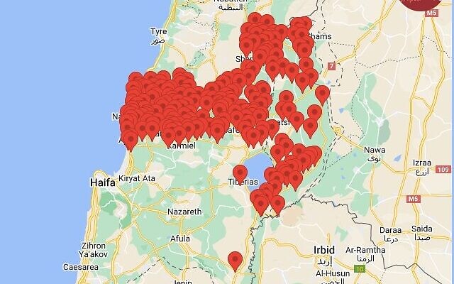 Early reports indicate dozens of drones launched from Lebanon at Israel on the evening of October 11, 2023; they proved to be false (Red Alert Screenshot via X)