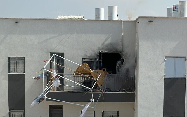 Damage from a rocket strike in Sderot. (Courtesy: Sderot municipality)