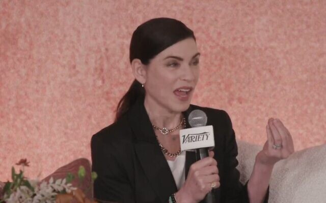 Screen capture from video of Julianna Margulies speaking during the Variety Hollywood & Antisemitism Summit, in Los Angeles on October 18. (X. Used in accordance with Clause 27a of the Copyright Law)