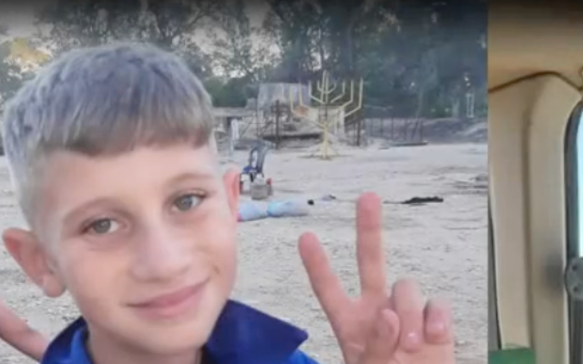 Yigal Yaakov, 12, taken captive by Hamas terrorists on October 7, 2023 from his home in Kibbutz Nir Oz, freed on November 27, 2023. (Courtesy)