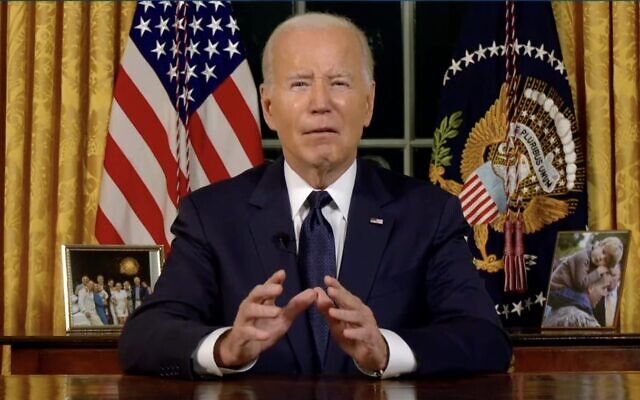 US President Joe Biden addresses the nation from the Oval Office on October 19, 2023. (Screen capture/YouTube)