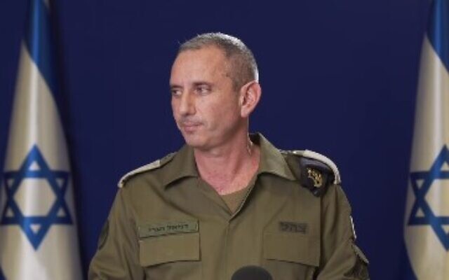 IDF spokesman Rear Adm. Daniel Hagari gives a statement on October 27, 2023 (Screenshot)