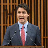 Canadian Prime Minister Justin Trudeau addresses the Canadian Parliament in Ottawa, Canada, Mach 24, 2023. (Mandel Ngan/Pool via AP)