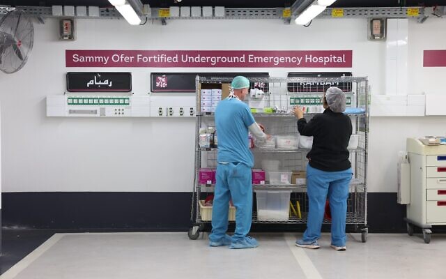 Medical staff prepare the the Sammy Ofer Fortified Underground Emergency Hospital at Rambam Medical Center in Haifa following the outbreak of war, October 11, 2023. (Courtesy of Rambam)