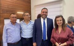 Former Meretz MK Ghaida Rinawie Zoabi (right) tours the The Holy Family Hospital in Nazareth with Health Minister Moshe Arbel of the Shas party, July 4, 2023. (Social media screenshot: used in accordance with Clause 27a of the Copyright Law)