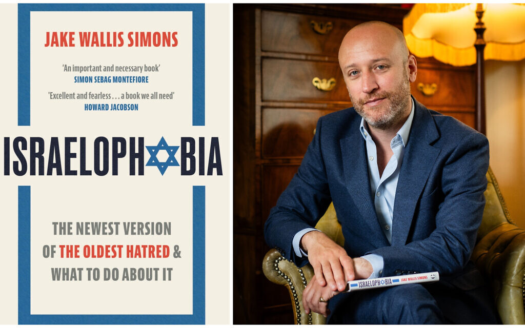 Jewish Chronicle Editor Jake Wallis Simons, and his new book, 'Israelophobia.' (Courtesy of the Jewish Chronicle)