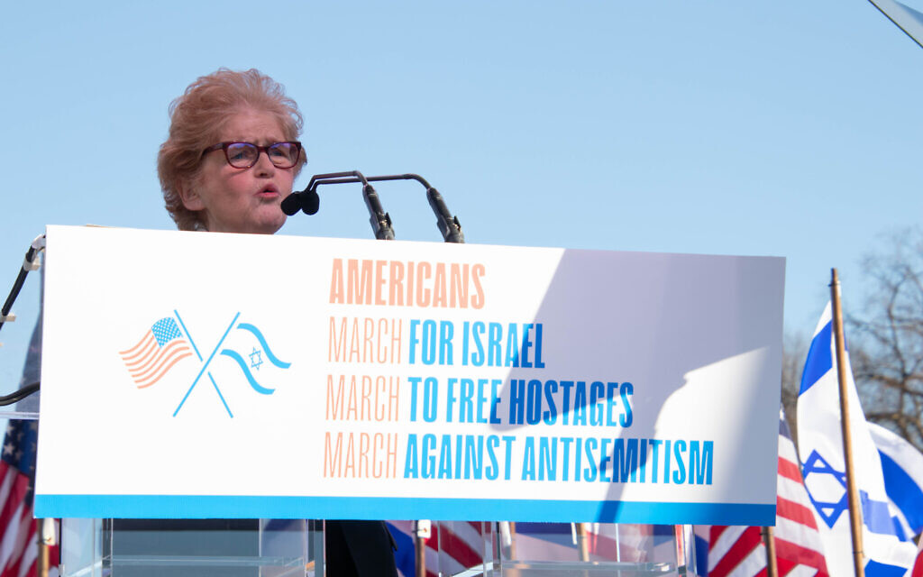 Deborah Lipstadt, Special Envoy to Monitor and Combat Antisemitism, speaks at the March for Israel rally on Nov. 14, 2023 in Washington. (Daryl Perry)