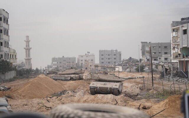 Israel troops operating in the northern Gaza Strip in this handout photo released on November 14, 2023. (IDF)
