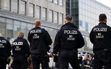 Illustrative: German police officers at Herrmannplatz, Berlin on October 11, 2023. (John MACDOUGALL / AFP)