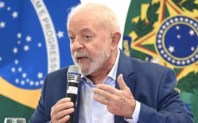 Brazilian President Luiz Inacio Lula da Silva speaks during a ministerial meeting to discuss infrastructure investment projects at Planalto Palace in Brasilia, on November 3, 2023. (Evaristo Sa/AFP)