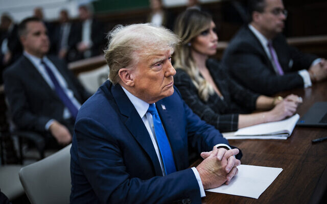 Former US president Donald Trump prepares to testify during his trial at New York State Supreme Court in New York, on November 6, 2023. (Jabin Botsford/Pool/AFP)