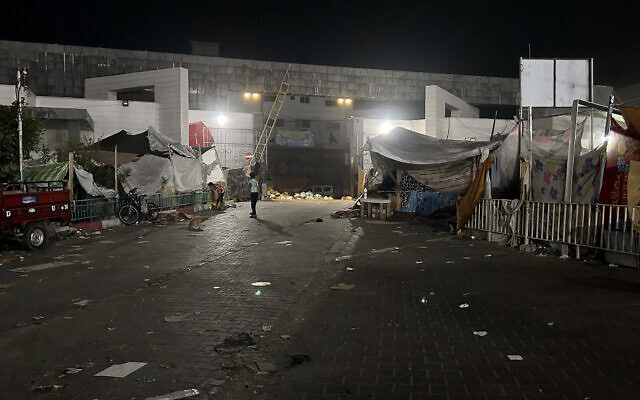 A picture shows a view of the exterior of Shifa Hospital in Gaza City on November 10, 2023. (AFP)