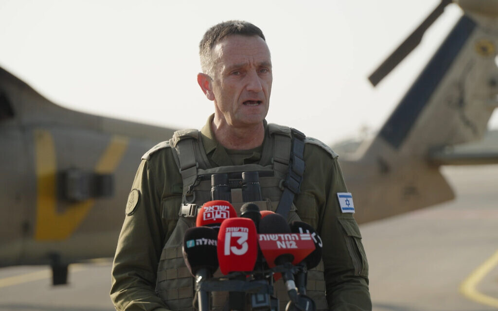 IDF Chief of Staff Lt. Gen. Herzi Halevi speaks to reporters from an IAF base, November 2, 2023. (Screenshot: Israel Defense Forces)