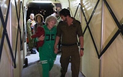 Ruti Munder after her release from Hamas captivity on November 24, 2023. (Israel Defense Forces)