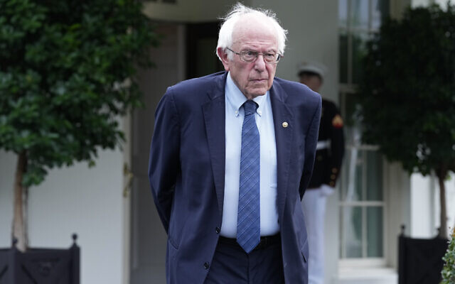 Sen. Bernie Sanders, Independent-Vermont, walks out of the West Wing of the White House in Washington, August 30, 2023. (Susan Walsh/AP)