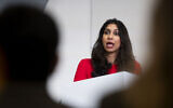 Britain's Home Secretary Suella Braverman speaks on immigration at the American Enterprise Institute on Tuesday, September 26, 2023, in Washington. (AP Photo/Kevin Wolf)