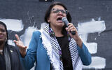 File: Rep. Rashida Tlaib, a Michigan Democrat, speaks during a pro-Palestinian rally at the National Mall in Washington, October 20, 2023. (AP Photo/Jose Luis Magana)