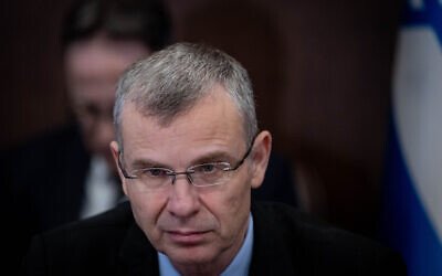 Justice Minister Yariv Levin seen during at the weekly cabinet meeting in the Prime Minister's Office in Jerusalem on September 10, 2023. (Chaim Goldberg/ Flash90)