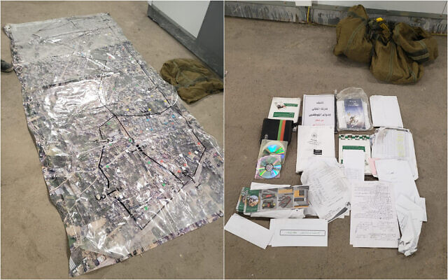 Materials found by Israeli troops in a Hamas stronghold in Jabaliya in the northern Gaza Strip, October 31, 2023. (Israel Defense Forces)