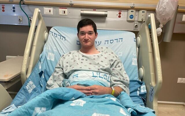 This handout photo shows yeshiva student Akiva Schwartz, who was wounded in a terror shooting in Jerusalem on November 30, 2023. (Hadassah Hospital)