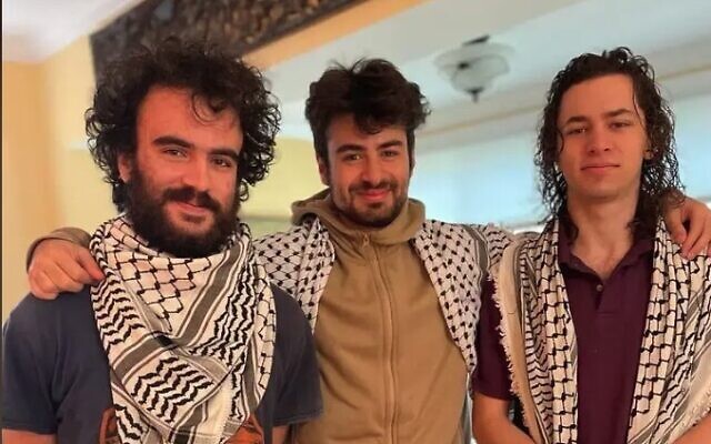Palestinian college students Hisham Awartani, Tahseen Ali and Kenan Abdulhamid who were shot in Burlington, Vermont on November 25, 2023. (Husam Zomlot/X)