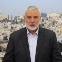 Hamas leader Ismail Haniyeh in a televised speech in which he called for a 'political solution' to the ongoing conflict with Israel, November 1, 2023. (Screenshot, Hamas Telegram channel)