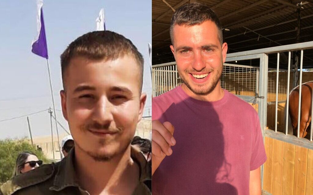 This composite image shows Staff Sgt. Ilya Senkin (L) and Cpt. Arnon Moshe Avraham Benvenisti Vaspi, who were killed fighting against Hamas terrorists in the Gaza Strip on November 20, 2023. (Israel Defense Forces)