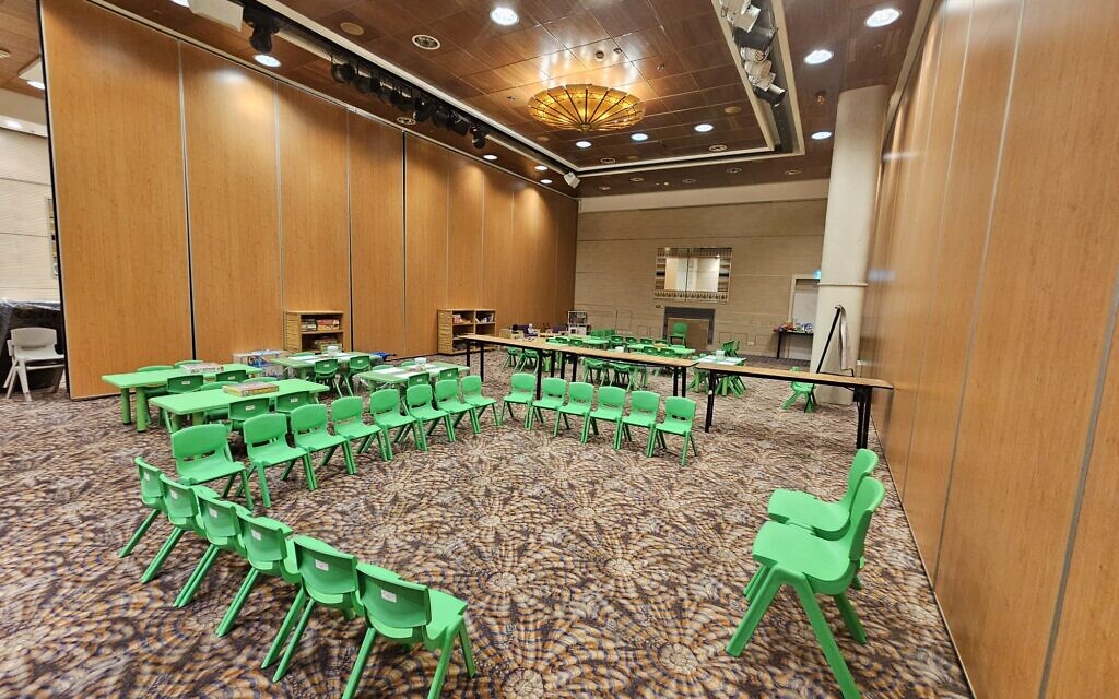 A classroom set up in a hotel ballroom in Eilat, in an undated photo. (courtesy Education Ministry)