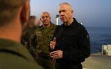 Defense Minister Yoav Gallant speaks to troops of the Navy's Shayetet 13 commando unit, November 23, 2023. (Ariel Hermoni/Defense Ministry)