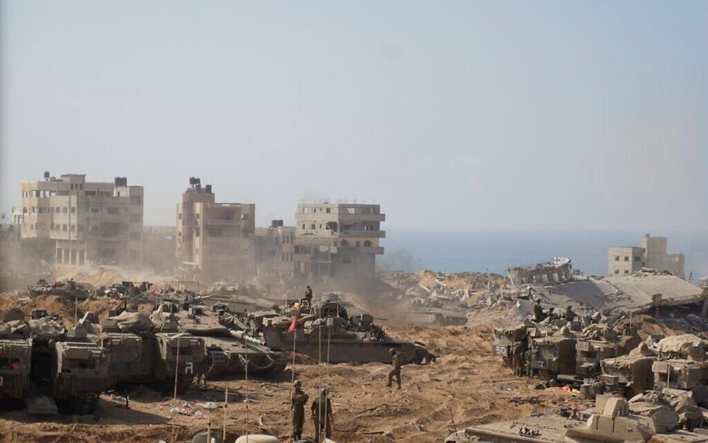 IDF troops of the 36th Division are seen operating in the Gaza Strip, in a handout image issued November 5, 2023. (Israel Defense Forces)