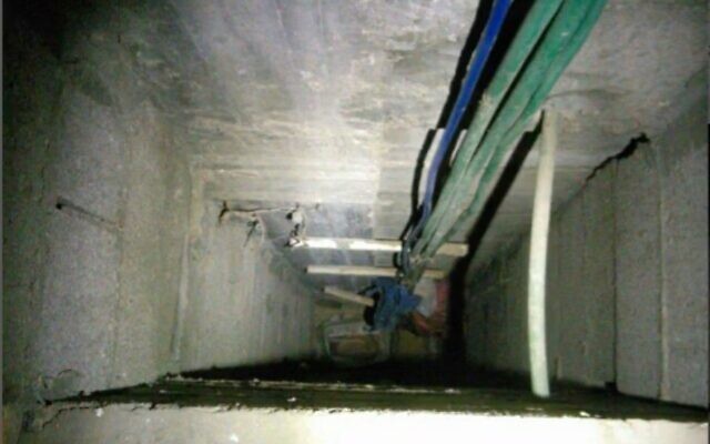 This photo released by the IDF Spokesperson's Unit on November 14, 2023, shows a tunnel shaft uncovered by troops operating in the Gaza Strip. (IDF Spokesperson)