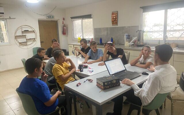 Alumim students have a lesson in Kfar Chabad, central Israel, October 26, 2023. (courtesy)