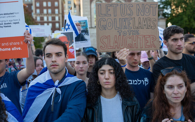 FILE - Columbia students participate in a rally and vigil in support of Israel at the university on October 12, 2023 in New York City. (SPENCER PLATT / GETTY IMAGES NORTH AMERICA / Getty Images via AFP)