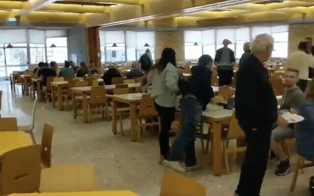 The communal dining hall at Kibbutz Be'eri opens for the first time since the October 7 massacre, November 20, 2023 (Screenshot, used in accordance with clause 27a of the copyright law)