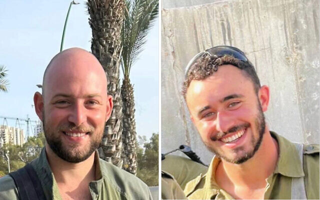 Staff Sgt. Roee Marom, 21, from Ra’anana (right), a squad commander in the 906 Battalion; and Master Sgt. Raz Abulafia, 27, from Rishpon, a fighter in the 6863 Battalion, who were both killed in fighting in the Gaza Strip. (IDF Spokesperson)